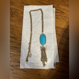 Kendra Scott Gold Teal Long Necklace